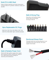 9Volt DC Power Supply 1A Universal AC/DC Adapter, 100-240V 50/60Hz 9 Volts 1Amp