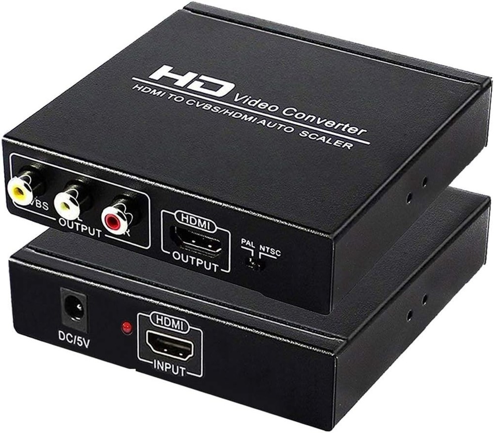 Plug and Play HDMI to RCA Converter with HDMI & AV Output – Portable Design