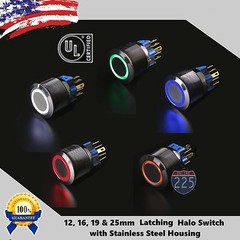 LED Latching ON/OFF Stainless Steel Push Button Panel Mount Switch LOT