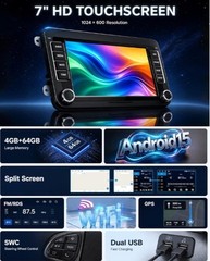 Android 15 Car Stereo VW Jetta Passat Golf Tiguan CarPlay GPS 4GB+64GB BRAND NEW