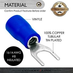 Conext Link STV-8B100 Vinyl Spade Terminal 100 Pack (#8 Stud, Blue 16-14 Gauge)