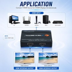 HDMI Splitter 1 in 2 Out 4K 60Hz HDR10 Dolby Vision HDCP2.3 2.2 JTECH-4KSP2