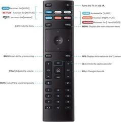 New XRT136 for Vizio Smart TV Remote Control w Vudu Amazon iheart Netflix 6 Keys