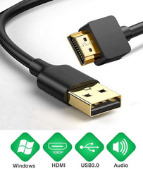 6.6FT USB to HDMI Adapter Cable, USB to HDMI Male 1080P HD Monitor Display Audio