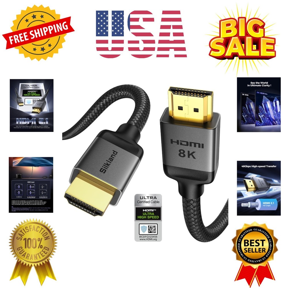 Certified HDMI 2.1 Cable, [4K@240Hz 144Hz 120Hz, 8K@60Hz] 1440P Ultra High Sp…