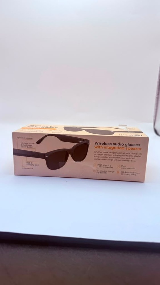 WeariQ Wireless Smart Glasses Bluetooth Audio UV400 Polarized Black