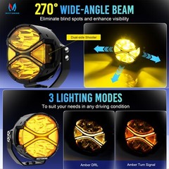 1Pair 4″ LED Round Light Pods Amber DRL Turn Signal Driving Lights w/Lamp Covers