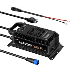 LiTime 24V 20A Waterproof LiFePO4 Battery Charger for RV, Marine, Trolling Motor