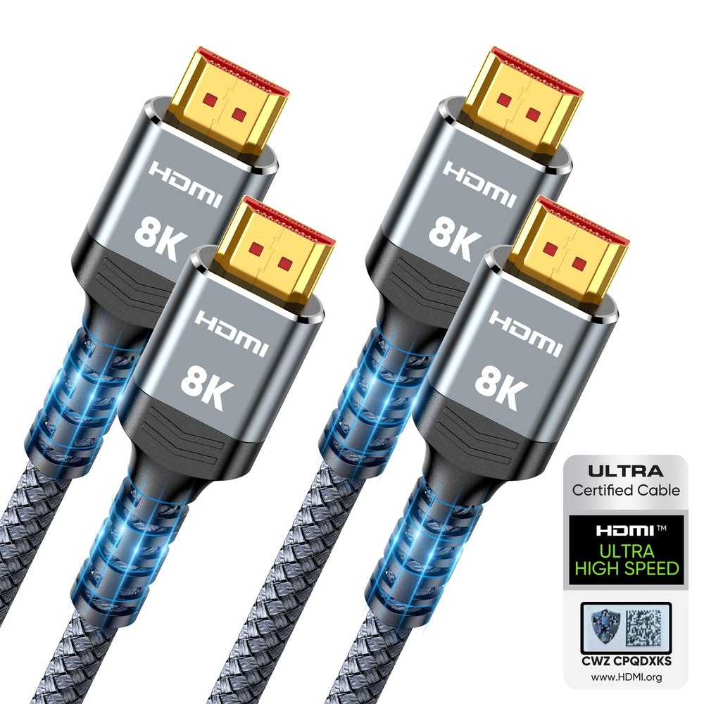 10K 8K HDMI 2.1 Cable 2-Pack 6.6FT, Highwings Certified 48Gbps Ultra High Speed