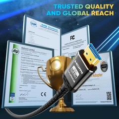 10K 8K HDMI Cable Braided 1.5FT 48Gbps 4K@120Hz 8K@60Hz HDR DTS:X HDCP 2.2/2.3
