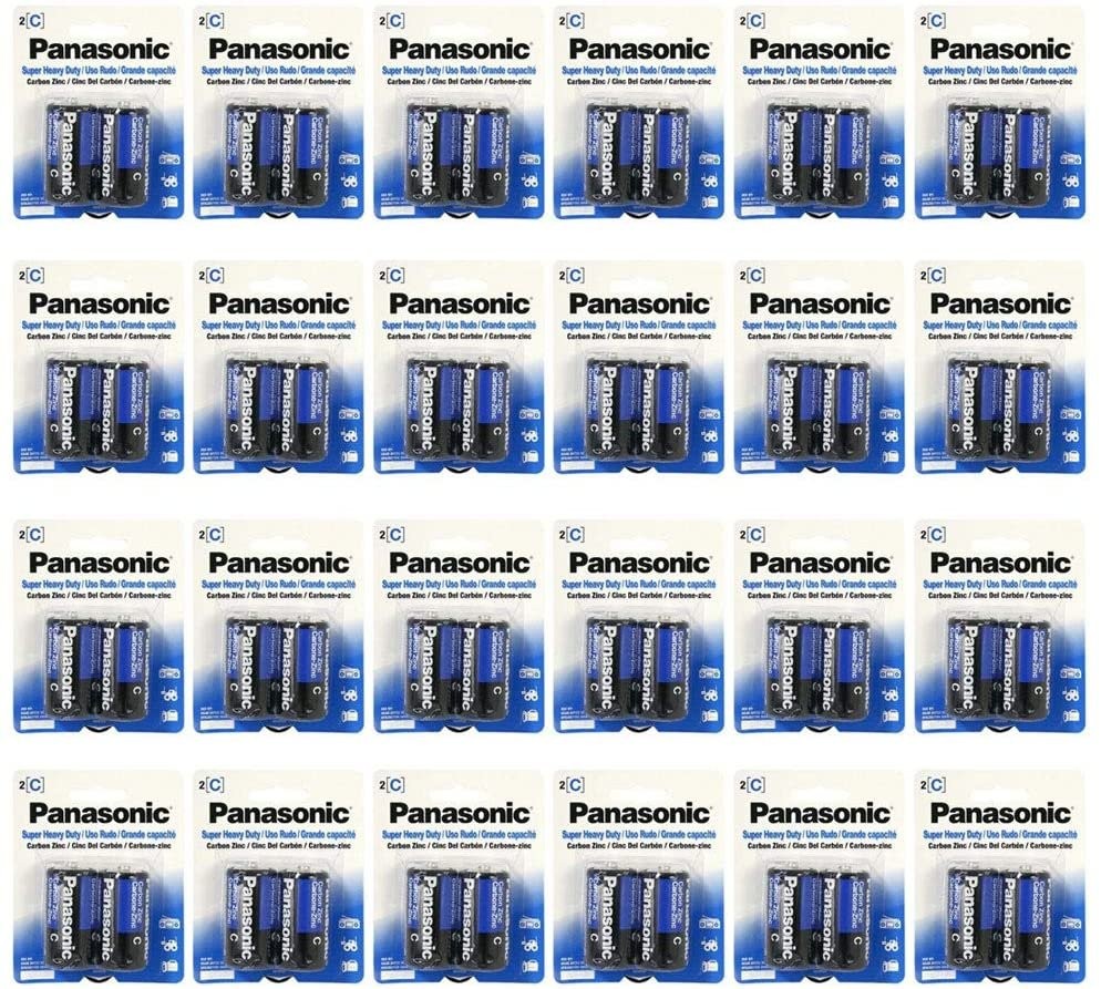 24 Pack Panasonic Super Heavy Duty C Batteries Retail Packaging