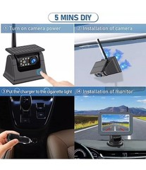 Wireless 5″ Monitor Solar Magnetic Backup Camer For Truck Car Trailer RV 1080P