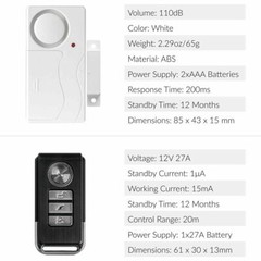 Entry Magnetic Window Door Super Loud Alarm Indoor Anti-theft White Host Durable