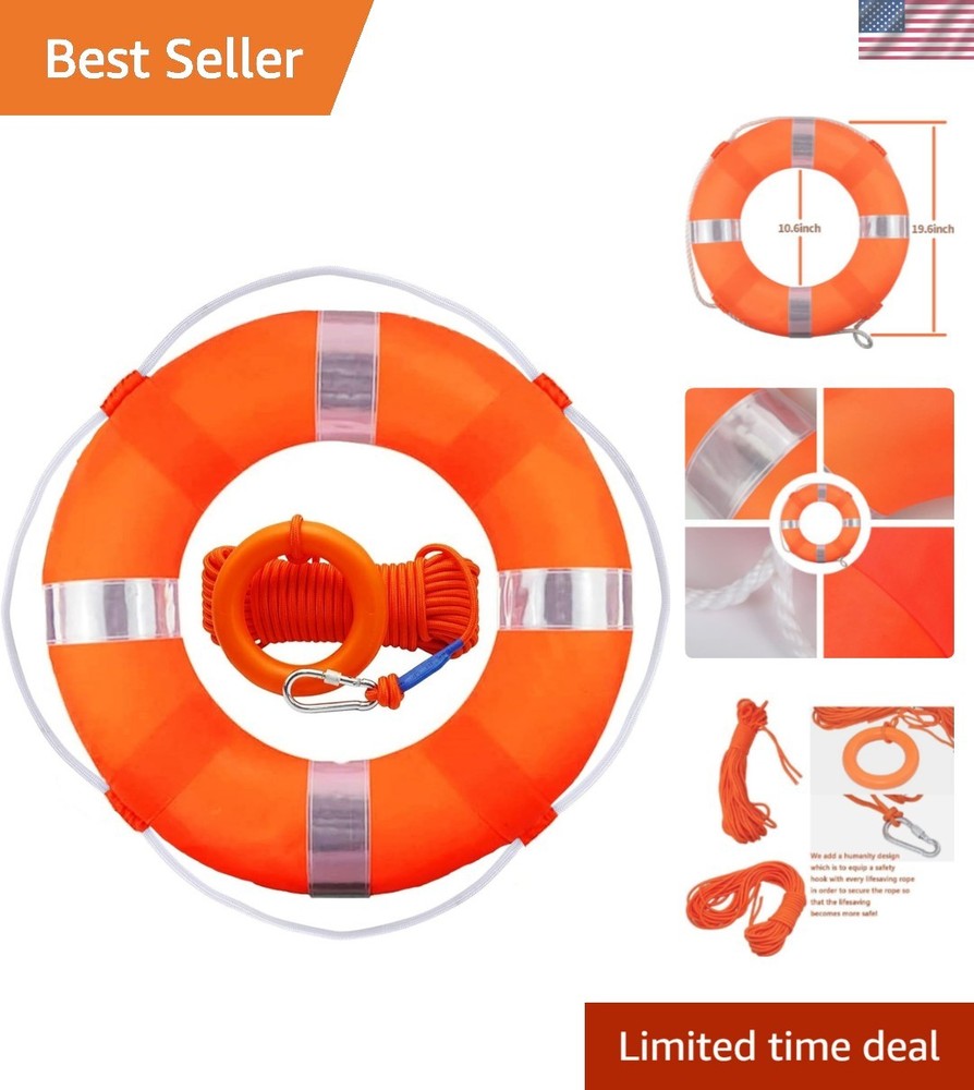 Lifebuoy Set 20Inch Life Preserver Ring and Water Floating Lifesaving Rope 98…