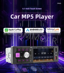 4.1in Car Radio Stereo Bluetooth Single 1Din CarPlay Android Auto TF/AUX/USB/FM