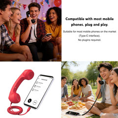 Retro Phone Handset, 2026 New Retro Phone Handset, Type-C Retro Telephone Wired