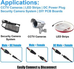 2 Male + 2 Female 12 V 2.1×5.5mm DC Power Jack Plug Adapter Barrel Connector …