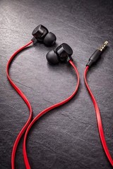 (6OB) 3 SETS Red Cable Black Earbuds Wired Earphones 3.5mm Good Sound