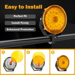 AUXBEAM 9″ LED Auxiliary Driving Lights Pods Work Light Bar+4pcs Covers Shield