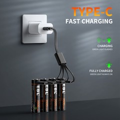 EBL Rechargeable 1.5V AA AAA Lithium Batteries USB Charging Li-ion Battery Lot