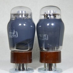 Matched Pair Mullard ECC32/CV181 Smoke Glass Brown Base Made in UK in 1949/1955