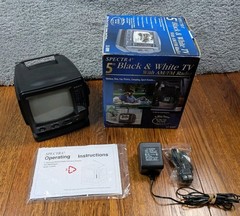 Spectra 5″ Black & White TV with AM/FM Radio Model 52-BWR Black