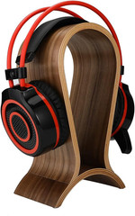 Headphone Stand Wood, Headset Stand for Desk, Walnut Gaming Headphone Holder Com