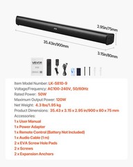 VEVOR Sound Bar for Smart TV 2.1 Channel Bluetooth TV Soundbar with Subwoofer