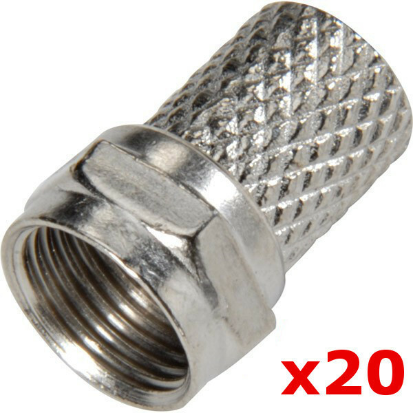 20 Pack – RG6 F-Type Twist On Coax Coaxial Cable CCTV TV RF Connector Plug Male