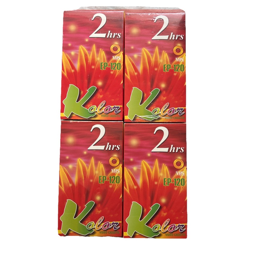 4 Blank VHS Tapes – Kolor EP-120 2 Hours Blank Video Cassette Tapes New