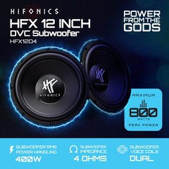 HIFONICS HFX12D4 12″ 800 Watt 4 Ohm DVC Car Audio Subwoofer Power Bass Sub