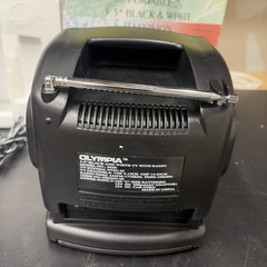 Vintage Olympia 502R 5.5in Portable Black & White TV CRT AM FM Radio 12V Black