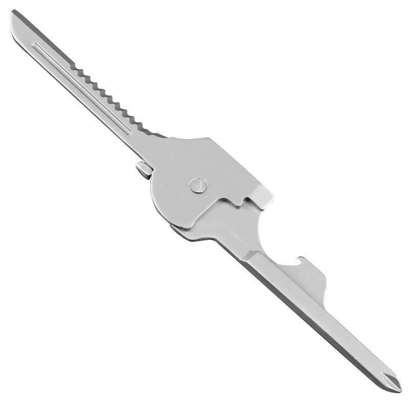 6-in-1 Utili Key Tool Keyring Keychain Gadgets Multifunction Stainless Steel