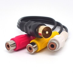 1pc 18cm TV Male Plug to 3 x RCA (Red+Yellow+White) Female Jack Adapter Cable