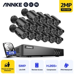 ANNKE 16CH H.265+ 5MP Lite 5in1 DVR 1080P CCTV Security Camera System Outdoor AI
