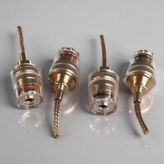 4pcs Pin to Banana Female Speaker Cable Adapter HIFI Audio Gold Plated Connector