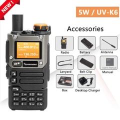 UV-K6 Portable Walkie Talkie Am Fm UHF VHF 2 Way Radio Long Range Receiver+Cable