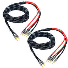25Ft 2Packs 13Awg Speaker Cable Premium Heavy Duty Braided Wire Dual Banana 2 Pl