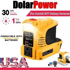 220W Power Inverter for DeWalt 20V Max Battery USB-C PD 18W LED Light AC 110V