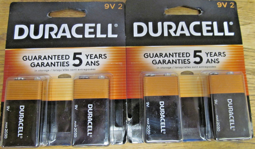 BRAND NEW SEALED DURACELL 4 PCS 2-2PKS 9 VOLT BATTERIES EXP. 2030 FREE SHIP 9V2