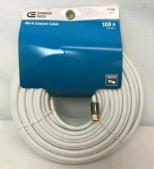 Commercial Electric RG-6 Coaxial Cable* 100 Feet *White *172 686*Free Shipping