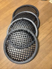Heavy Duty 4 Each Waffle Style Steel Speaker Grill Black 8.25” Overall Diameter