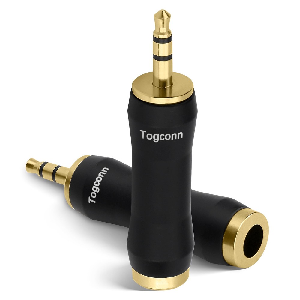 Togconn 1/8 Inch to 1/4 Adapter 2 Pack, 3.5mm(TRS) Male 6.35mm Female