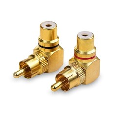 2 Pack Right Angle RCA Adapter 90 Degree Gold Plated Audio Video Connector Decor