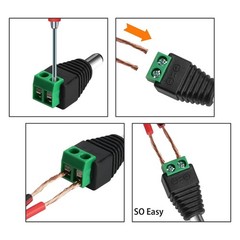 100 PCS X DC Male+Female Power Plug Adapter Connector 5.5×2.1mm For CCTV LOT
