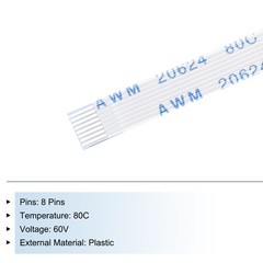 5Pcs Flexible Flat Cable 8 Pins 0.5mm Pitch 100mm FPC FFC Ribbon Cable (A Type)