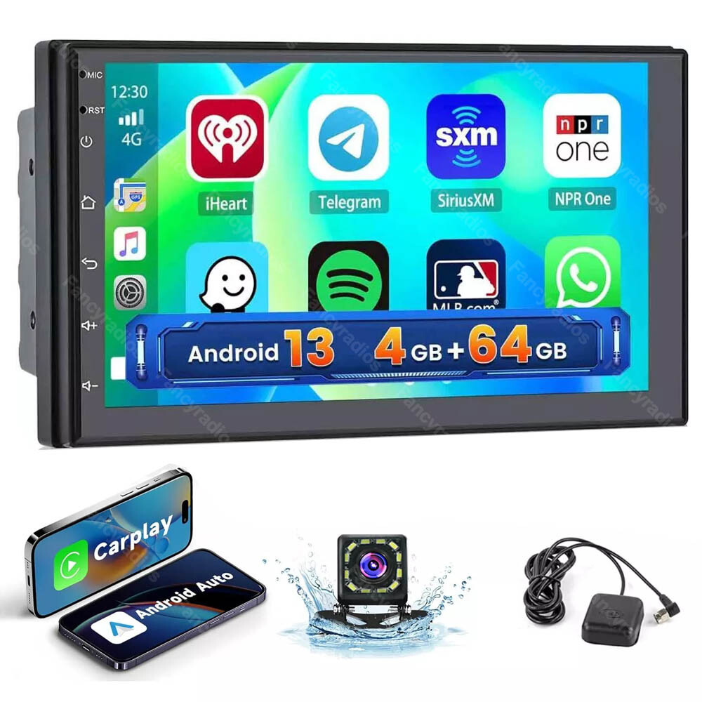 7″ Android 13 4+64GB Car Stereo Radio Carplay GPS Navi WIFI Double 2 Din +Camera