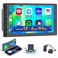 7″ Android 13 4+64GB Car Stereo Radio Carplay GPS Navi WIFI Double 2 Din +Camera