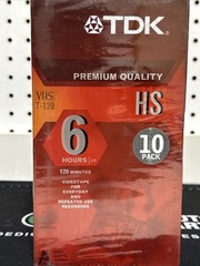 TDK 10 Pack HS T-120 Blank Tapes NEW sealed – Premium Quality HS 6 Hours