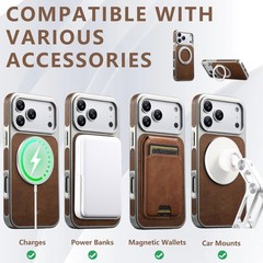 Classic Textured Crazy Horse Pattern Slim PU Leather Case fits iPhone 17 Pro Max